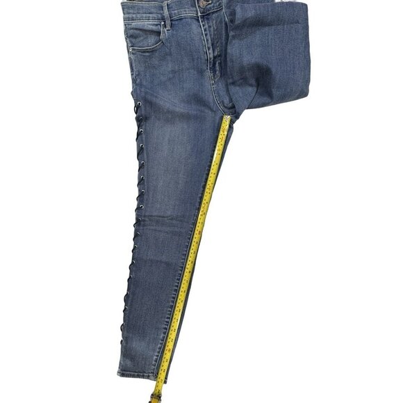 PACSUN Jeans Jegging Womens Sz 28 Blue Hi-Rise Ankle Leather Laced Sides Skinny - Picture 14 of 15